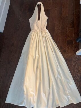 Ivory Halter V-Neck Maxi Dress